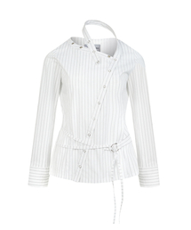 NOT KNOWING（ノットノーイング）の「Diagonal Neck Strap Shirts (WHITE)（シャツ/ブラウス）」