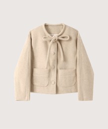 LA POMME petit（ラポミ・プチ）の「Sweet Woolly Down Jacket（ノーカラーコート）」