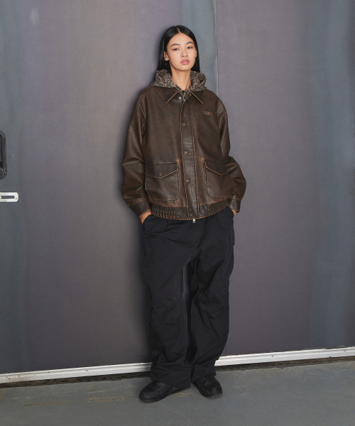 LMCの「G-1 FAUX LEATHER JACKET brown(ライダースジャケット・レディース・その他・S/M/L)」の2枚目の写真