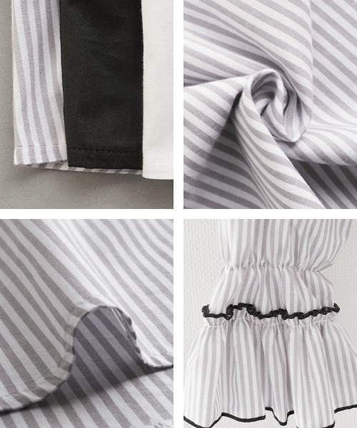 aquagarage(アクアガレージ)の「クリンクルフリルブラウス(シャツ/ブラウス・レディース・ホワイト/グレー系その他/ブラック・L/M)」の9枚目の写真