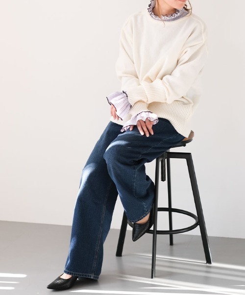 aquagarage(アクアガレージ)の「クリンクルフリルブラウス(シャツ/ブラウス・レディース・ホワイト/グレー系その他/ブラック・L/M)」の18枚目の写真