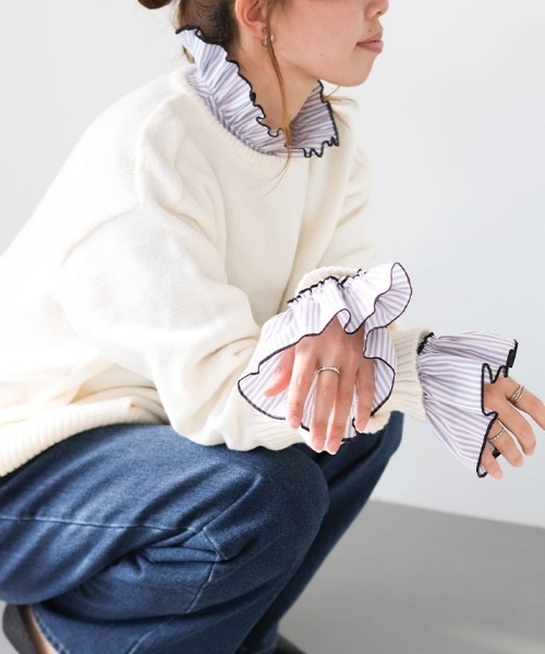 aquagarage(アクアガレージ)の「クリンクルフリルブラウス(シャツ/ブラウス・レディース・ホワイト/グレー系その他/ブラック・L/M)」の19枚目の写真