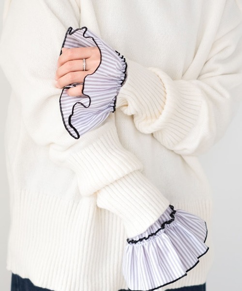 aquagarage(アクアガレージ)の「クリンクルフリルブラウス(シャツ/ブラウス・レディース・ホワイト/グレー系その他/ブラック・L/M)」の20枚目の写真