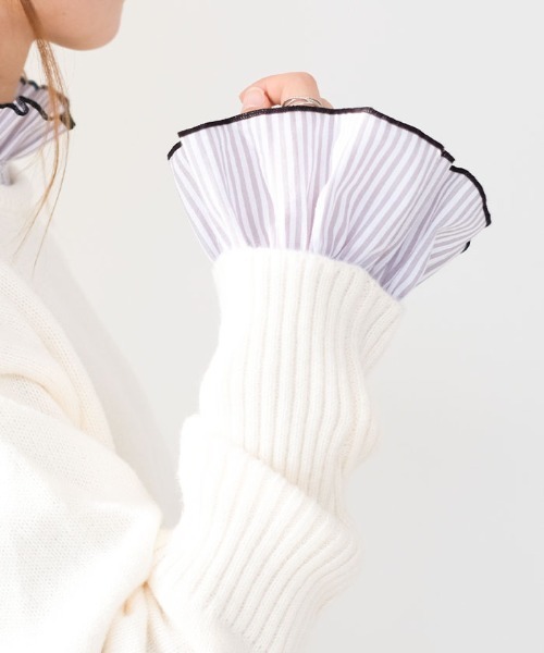 aquagarage(アクアガレージ)の「クリンクルフリルブラウス(シャツ/ブラウス・レディース・ホワイト/グレー系その他/ブラック・L/M)」の21枚目の写真