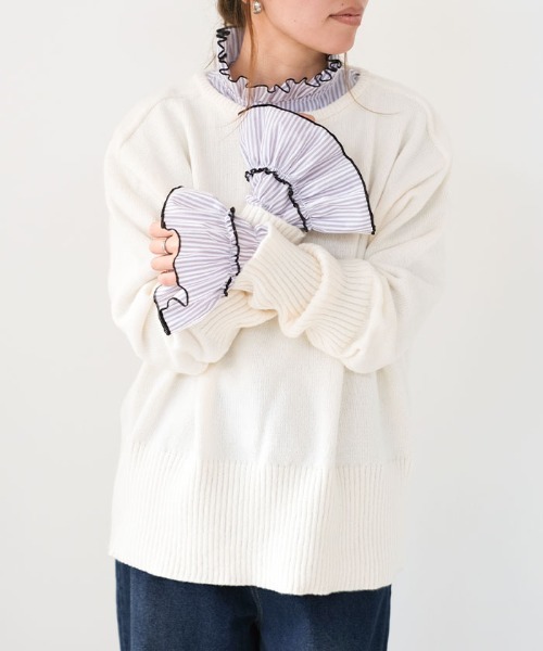 aquagarage(アクアガレージ)の「クリンクルフリルブラウス(シャツ/ブラウス・レディース・ホワイト/グレー系その他/ブラック・L/M)」の22枚目の写真