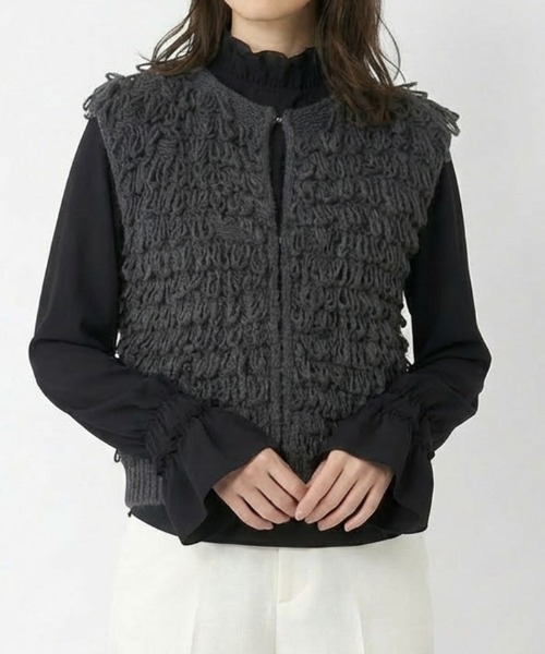 aquagarage(アクアガレージ)の「クリンクルフリルブラウス(シャツ/ブラウス・レディース・ホワイト/グレー系その他/ブラック・L/M)」の14枚目の写真