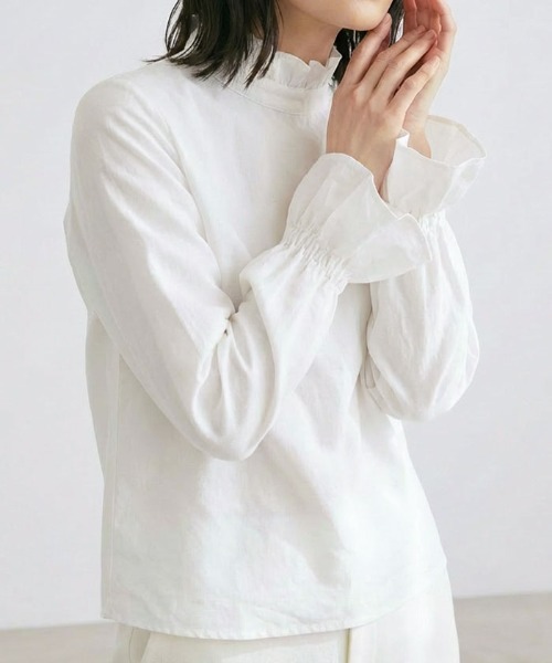 aquagarage(アクアガレージ)の「クリンクルフリルブラウス(シャツ/ブラウス・レディース・ホワイト/グレー系その他/ブラック・L/M)」の13枚目の写真