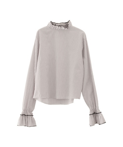 aquagarage(アクアガレージ)の「クリンクルフリルブラウス(シャツ/ブラウス・レディース・ホワイト/グレー系その他/ブラック・L/M)」の10枚目の写真