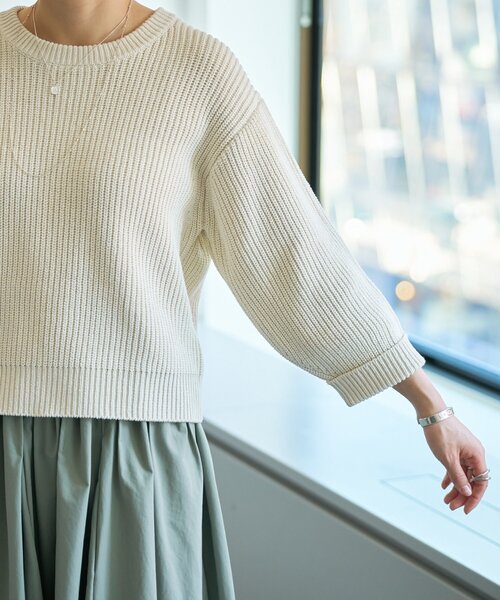 BEARDSLEY（ビアズリー）の「シルク畦ニット（ニット/セーター・レディース・レッド/ホワイト・FREE）」の3枚目の写真