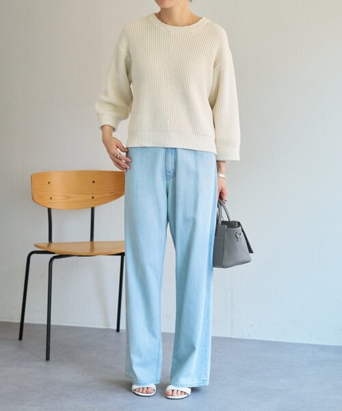 BEARDSLEY（ビアズリー）の「シルク畦ニット（ニット/セーター・レディース・レッド/ホワイト・FREE）」の5枚目の写真