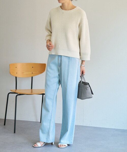 BEARDSLEY（ビアズリー）の「シルク畦ニット（ニット/セーター・レディース・レッド/ホワイト・FREE）」の6枚目の写真