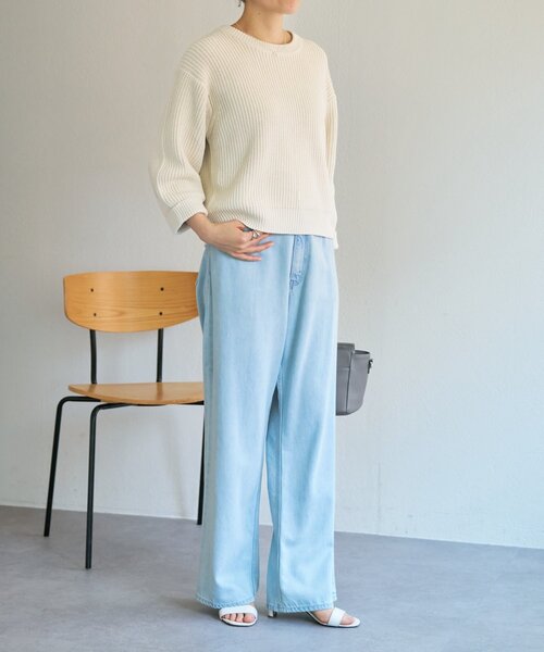 BEARDSLEY（ビアズリー）の「シルク畦ニット（ニット/セーター・レディース・レッド/ホワイト・FREE）」の7枚目の写真