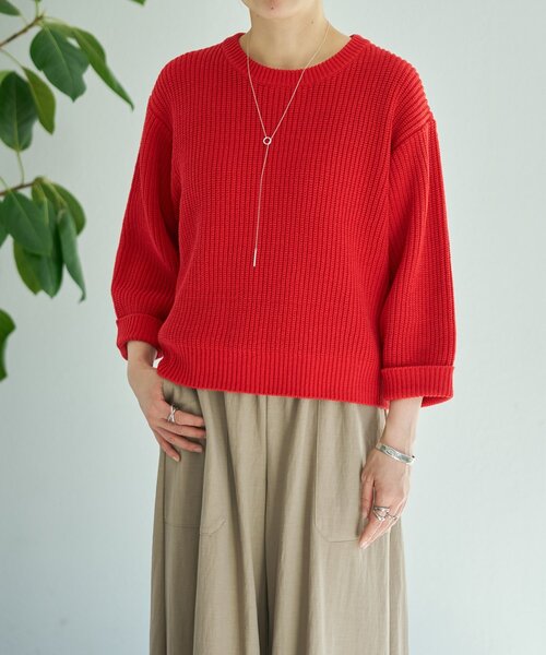 BEARDSLEY（ビアズリー）の「シルク畦ニット（ニット/セーター・レディース・レッド/ホワイト・FREE）」の10枚目の写真