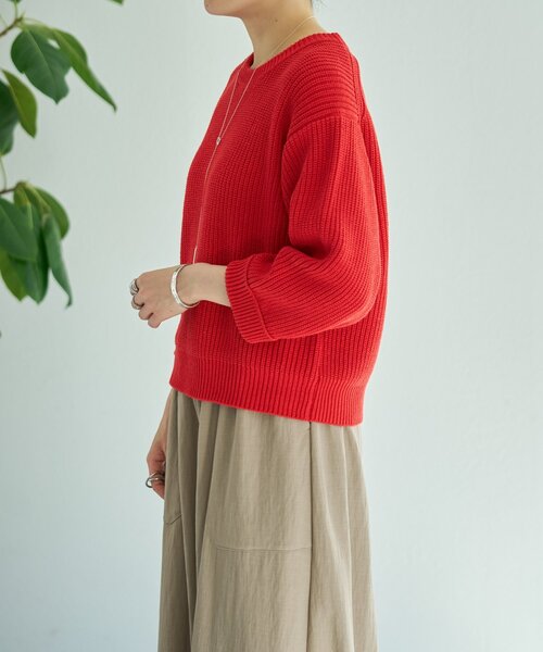 BEARDSLEY（ビアズリー）の「シルク畦ニット（ニット/セーター・レディース・レッド/ホワイト・FREE）」の12枚目の写真