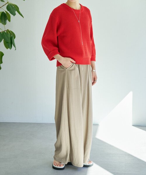 BEARDSLEY（ビアズリー）の「シルク畦ニット（ニット/セーター・レディース・レッド/ホワイト・FREE）」の18枚目の写真