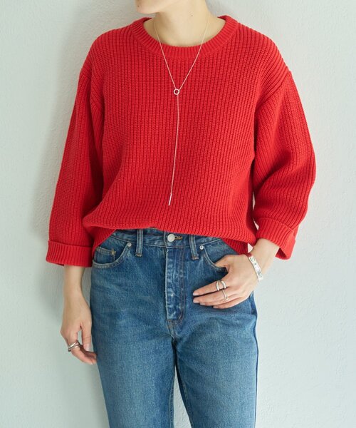 BEARDSLEY（ビアズリー）の「シルク畦ニット（ニット/セーター・レディース・レッド/ホワイト・FREE）」の19枚目の写真