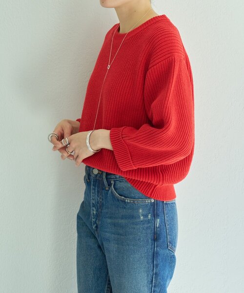 BEARDSLEY（ビアズリー）の「シルク畦ニット（ニット/セーター・レディース・レッド/ホワイト・FREE）」の20枚目の写真