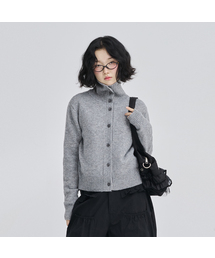 AWESOME STUDIO（オーサムスタジオ）の「ボタン装飾ハイネックニットカーディガンメランジグレー（カーディガン/ボレロ）」