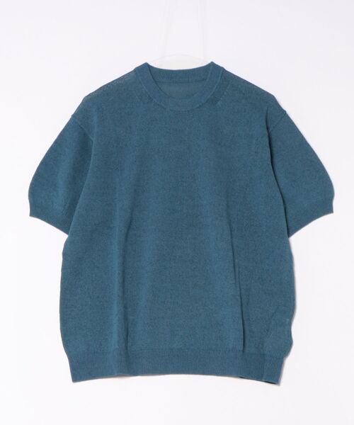 aunt lily(アントリリー)の「エアーフローヤーン ふんわりスリーブ ニットプルオーバー(Tシャツ/カットソー・メンズ・ホワイト/イエロー系その他/ブルーグリーン・L/LL)」の2枚目の写真