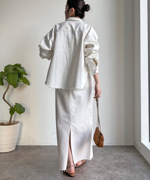 DouDou（ドゥドゥ）の「【セットアップ可能】ベルト付デニムタイトスカート（スカート・レディース・ブルー/オフホワイト・36/38）」の9枚目の写真