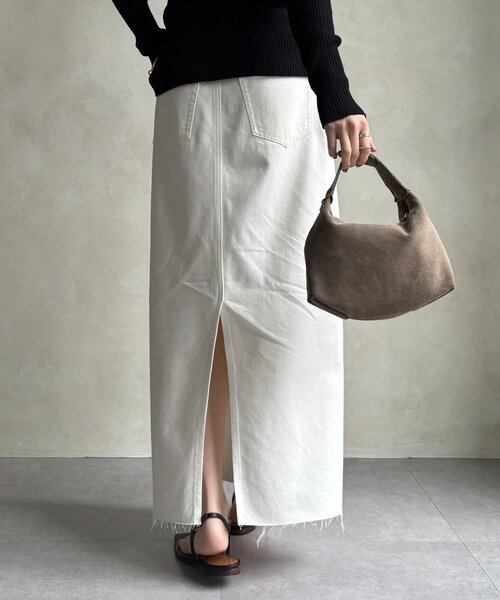 DouDou（ドゥドゥ）の「【セットアップ可能】ベルト付デニムタイトスカート（スカート・レディース・ブルー/オフホワイト・36/38）」の16枚目の写真