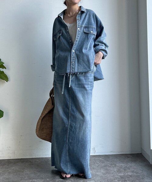 DouDou（ドゥドゥ）の「【セットアップ可能】ベルト付デニムタイトスカート（スカート・レディース・ブルー/オフホワイト・36/38）」の22枚目の写真