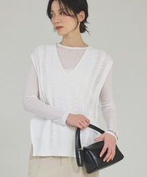 qualite | 【ドライタッチ】ケーブルニットベスト/レイヤード/春服(ニット/セーター)