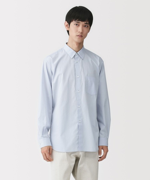 MUJI Labo（ムジラボ）の「〔MUJI Labo〕紳士　ポプリンレギュラーカラーシャツ（シャツ/ブラウス・メンズ・ライトグレー系/ライトブルー/ブルー系1/ブルー系・XL/L/M/S）」の3枚目の写真