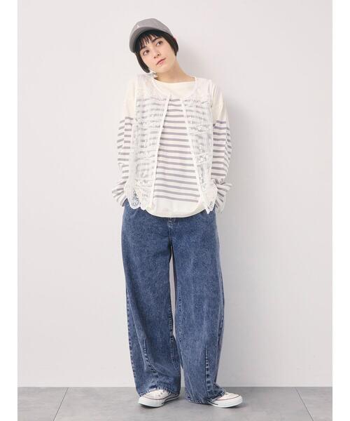 Samansa Mos2（サマンサ モスモス）の「【オーガニックコットン】デニムバレルパンツ（その他パンツ・レディース・キナリ/ブルー/サックスブルー・S/XL/M/L）」の16枚目の写真