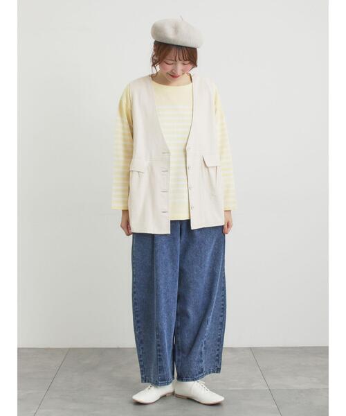 Samansa Mos2（サマンサ モスモス）の「【オーガニックコットン】デニムバレルパンツ（その他パンツ・レディース・キナリ/ブルー/サックスブルー・S/XL/L/M）」の10枚目の写真