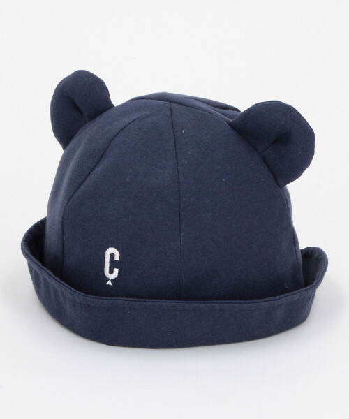 COMME CA ISM（コムサイズム）の「ワンポイント ロゴ刺繍入り 耳付きハット（ハット・キッズ・ホワイト/ネイビー・FREE）」の2枚目の写真