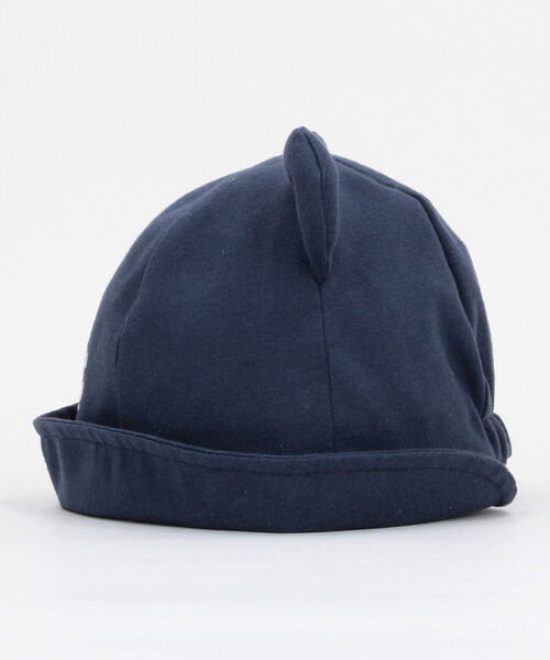 COMME CA ISM（コムサイズム）の「ワンポイント ロゴ刺繍入り 耳付きハット（ハット・キッズ・ホワイト/ネイビー・FREE）」の4枚目の写真