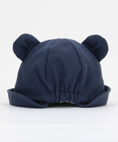 COMME CA ISM（コムサイズム）の「ワンポイント ロゴ刺繍入り 耳付きハット（ハット・キッズ・ホワイト/ネイビー・FREE）」の5枚目の写真