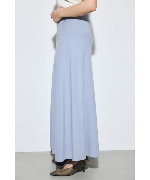 AZUL by moussy(アズールバイマウジー)の「【セットアップ対応】フレアニットロングスカート 春服 冬服 秋服 ニットスカート フレアスカート【身長/骨格別着用画像あり】(スカート・レディース・ブラック/ライトブルー/ブラウン・FREE)」の15枚目の写真