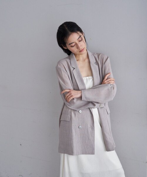 SHENERY（シーナリー）の「シアーウォッシャブルジャケット（テーラードジャケット・レディース・オフホワイト/ブラック/ベージュ・38/36）」の8枚目の写真