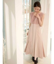 MERCURYDUO | チュールフリルドッキングサテンワンピース(ドレス)