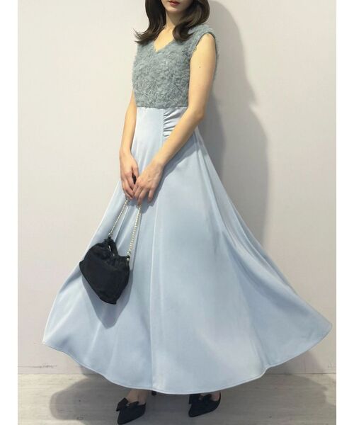 MERCURYDUO（マーキュリーデュオ）の「チュールフリルドッキングサテンワンピース（ドレス・レディース・ブルー/ピンク・MEDIUM/SMALL）」の3枚目の写真