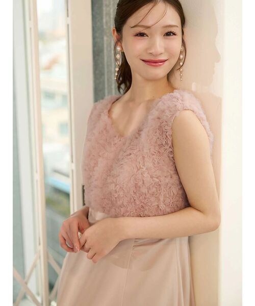 MERCURYDUO（マーキュリーデュオ）の「チュールフリルドッキングサテンワンピース（ドレス・レディース・ブルー/ピンク・MEDIUM/SMALL）」の6枚目の写真