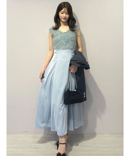 MERCURYDUO（マーキュリーデュオ）の「チュールフリルドッキングサテンワンピース（ドレス・レディース・ブルー/ピンク・MEDIUM/SMALL）」の12枚目の写真