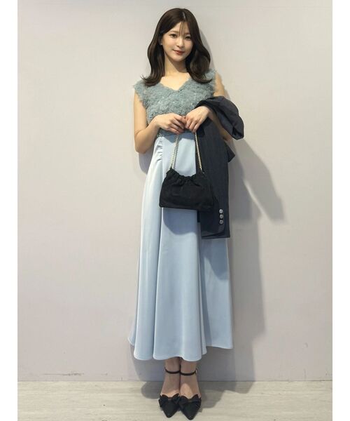 MERCURYDUO（マーキュリーデュオ）の「チュールフリルドッキングサテンワンピース（ドレス・レディース・ブルー/ピンク・MEDIUM/SMALL）」の14枚目の写真