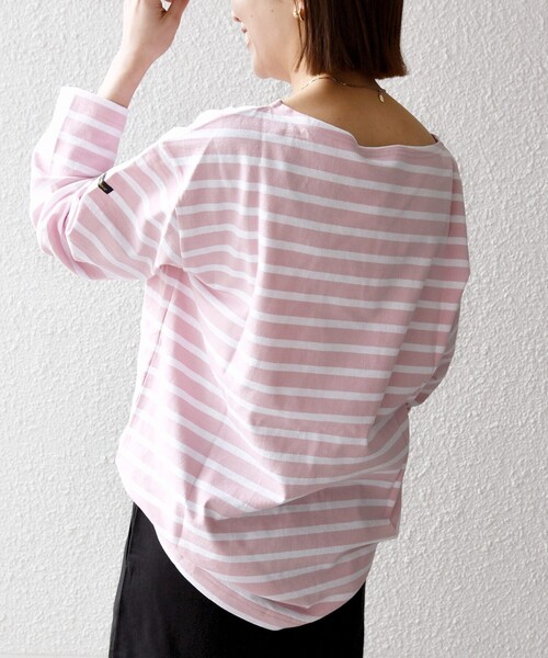 Le Minor（ルミノア）の「Le minor:〈洗濯機可能〉ボーダー ロング スリーブ TEE（Tシャツ/カットソー・レディース・ライトブルー/ピンク/ライトグリーン・ONE SIZE）」の8枚目の写真