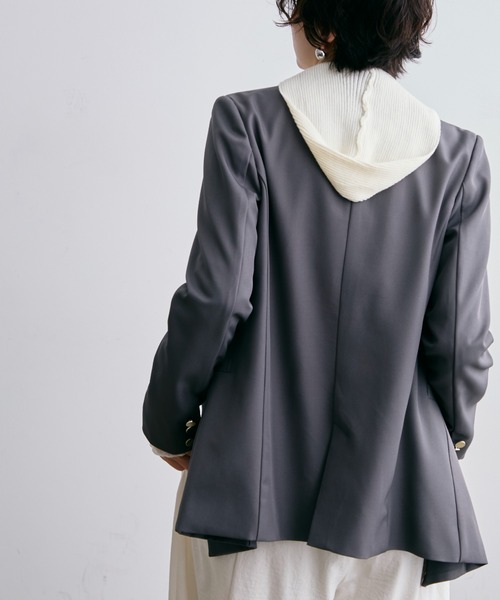 Trish（トリッシュ）の「金ボタンダブルテーラーJK（テーラードジャケット・レディース・グレー・MEDIUM）」の9枚目の写真