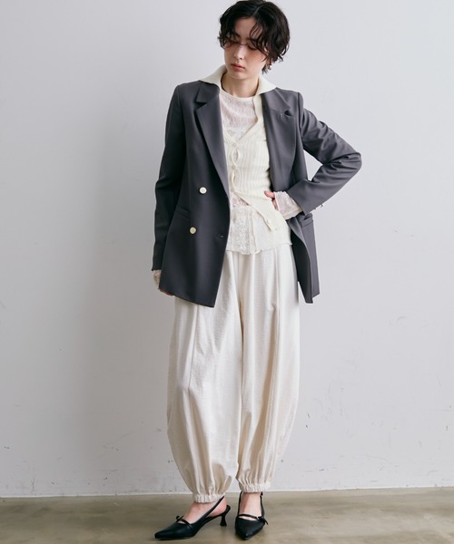 Trish（トリッシュ）の「金ボタンダブルテーラーJK（テーラードジャケット・レディース・グレー・MEDIUM）」の17枚目の写真