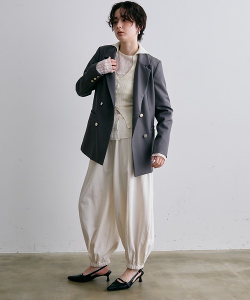 Trish（トリッシュ）の「金ボタンダブルテーラーJK（テーラードジャケット・レディース・グレー・MEDIUM）」の15枚目の写真