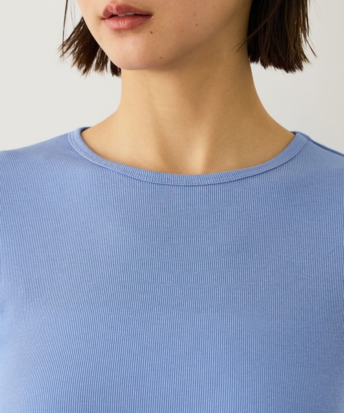 ROPE'(ロペ)の「コンフォートリブハーフスリーブカットソー(5分袖)/イージーケア・接触冷感(Tシャツ/カットソー・レディース・ブラック/サックスブルー/ブラウン・FREE)」の6枚目の写真