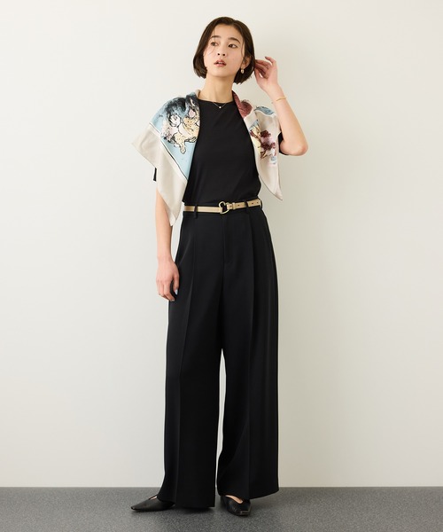 ROPE'(ロペ)の「コンフォートリブハーフスリーブカットソー(5分袖)/イージーケア・接触冷感(Tシャツ/カットソー・レディース・ブラック/サックスブルー/ブラウン・FREE)」の18枚目の写真