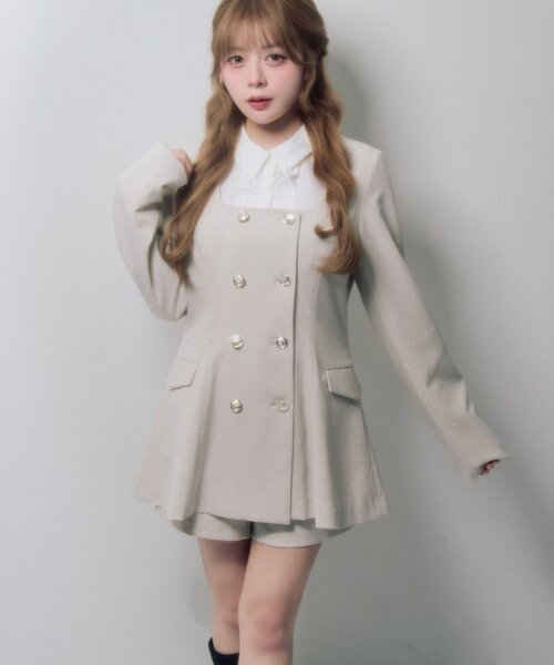 セール】【Belle Charme】Classical Frill Collar Jacket（ノーカラー