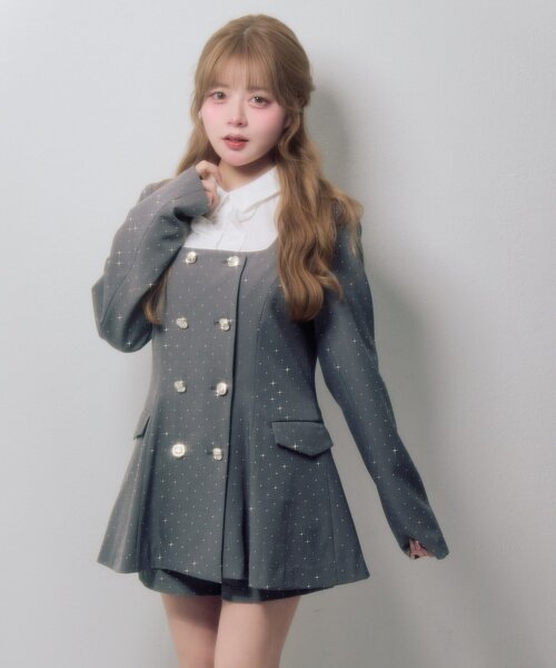 セール】【Belle Charme】Classical Frill Collar Jacket（ノーカラー