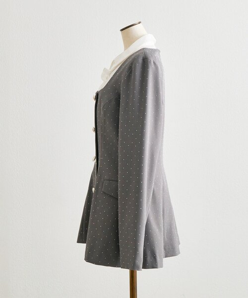 セール】【Belle Charme】Classical Frill Collar Jacket（ノーカラー