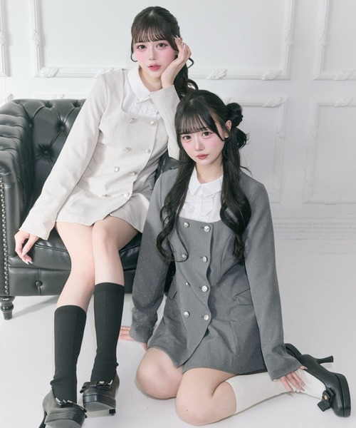 OLIVE des OLIVE（オリーブデオリーブ）の「【Belle Charme】Classical Frill Collar Jacket（ノーカラージャケット・レディース・アイボリー/チャコールグレー/ブラック・FREE）」の3枚目の写真